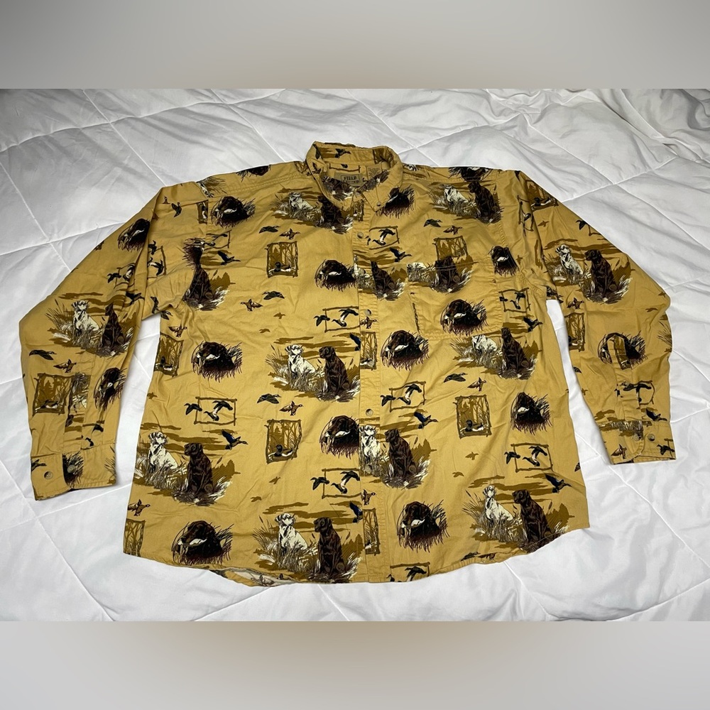 Outdoor Life Long Sleeve Button Shirt XXL Duck Hunting with Labrador and Ducks